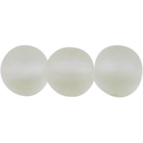 Glass Transparent Frosted Round Beads, 1.3 - 1.6 mm, 80 cm Strand, 105 pieces