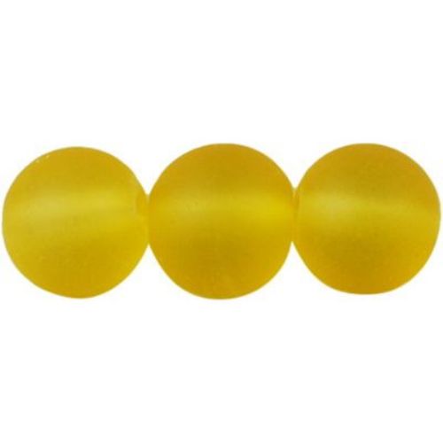 Στρογγυλή γυάλινη χάντρα 8mm Τρύπα 1,3 ~ 1,6mm ματ κίτρινο ~ 80cm ~ 105 Τεμάχια