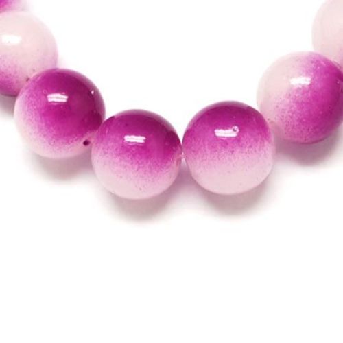Pinted glass round beads strands for jewelry making, DIY fringes of beads 6 mm two-color white-purple ~ 80 cm ~ 140 pieces