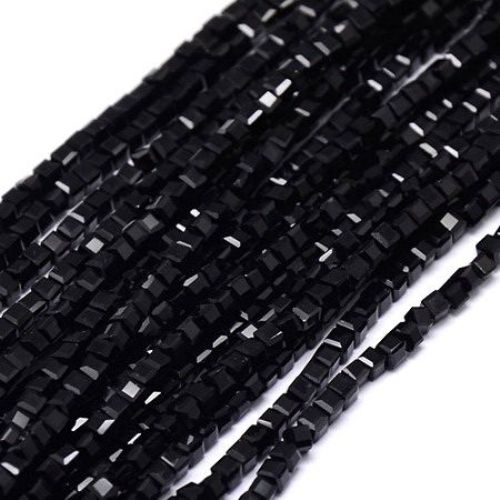 Transparent glass cube beads strands for jewelry making, faceted 6x6x6 mm hole 1 mm black ± 100 pieces