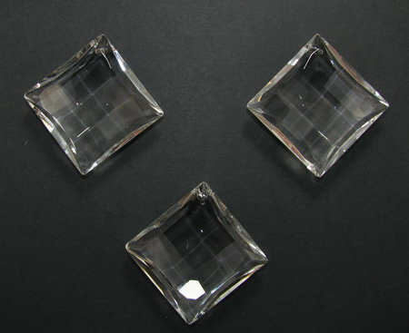Faceted Crystal Square Pendant 39x39x15 mm, Hole: 1.5 mm
