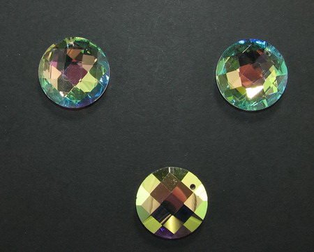 Glass Faceted Crystal Pendant, Round, Rainbow, 25X10 mm, Hole: 1.5 mm