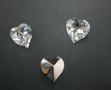 Pandantiv inimă cristal 38x40x16 mm gaură 1,5 mm