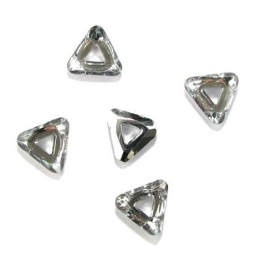 Triangle crystal charm  for jewellery making 30x27x8 mm hole 9 mm