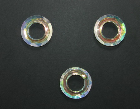 Glass pendant, crystal washer with meal base 30x7 mm hole 16 mm