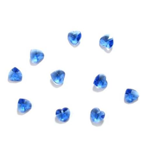 Κρεμαστό κρύσταλλο μπλε καρδιά 10x10x6 mm τρύπα 1 mm