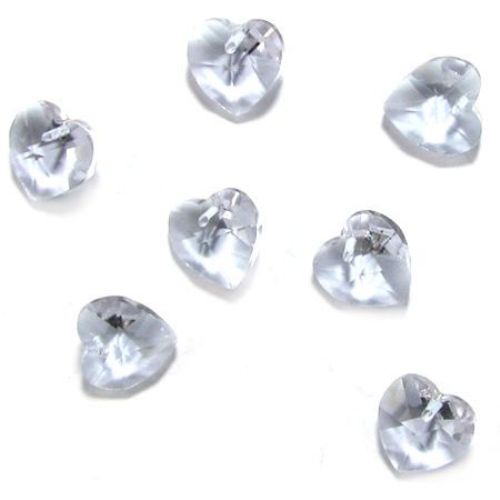 Pendant crystal heart for DIY jewelry accessories, stained lavender color 14x14x8 mm hole 1 mm