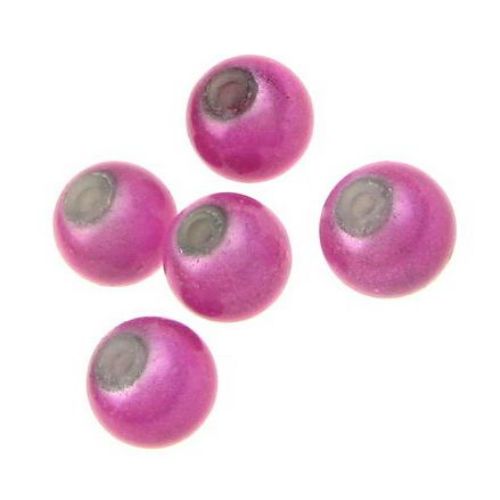 Glass ball 8 mm hole 2 mm pink -50 grams