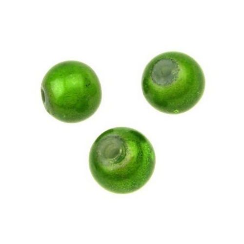 Glass ball 8 mm hole 2 mm green -50 grams
