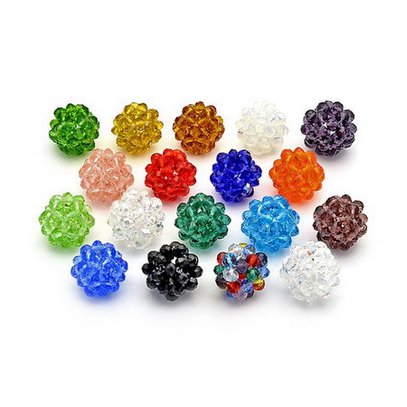 Glass round beads 14 mm with knitted effect