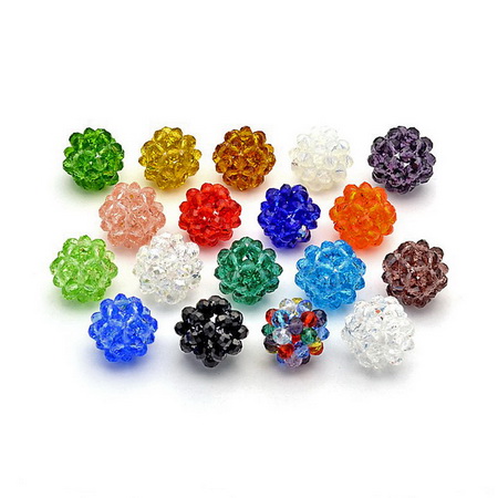 Glass round beads 22 mm with knitted effect for jewelry making