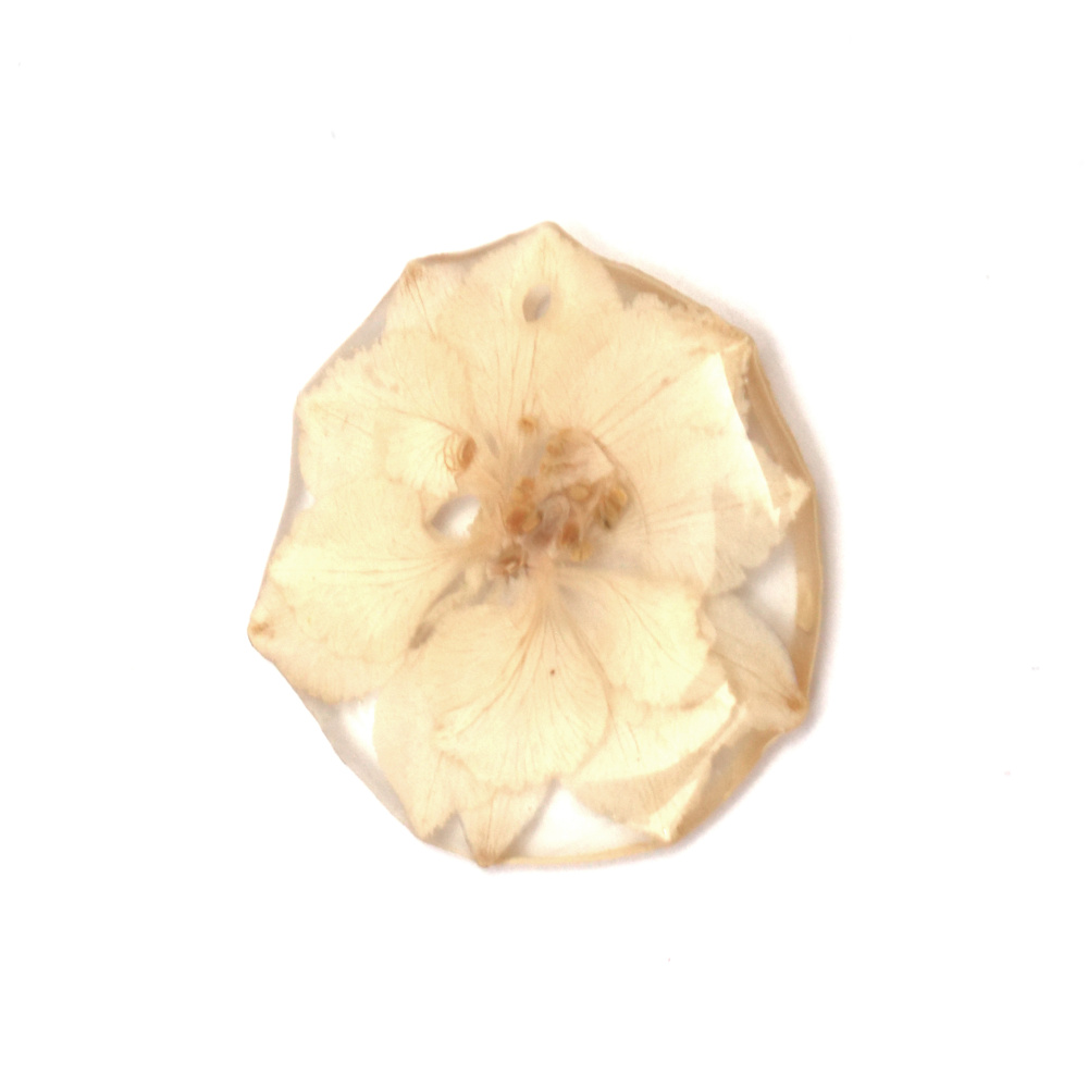 Висулка от епоксидна смола с естествено цвете 24~25x24~25x3 мм