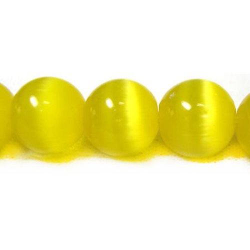 Glass bead for jewelry making cat's eye 6 mm hole 1 mm yellow ~ 66 pieces