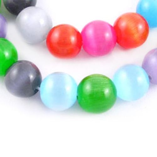 Glass beads cat's eye ball 8 mm hole 1 mm ASSORTED ~ 50 pieces