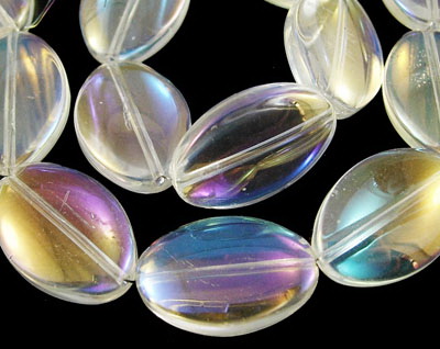 Glass beads strands for jewelry making, transparent 13x19x6 mm, size hole 1mm, rainbow - 18 pieces
