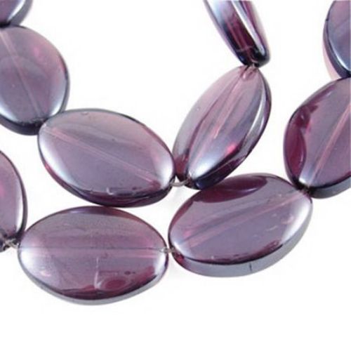 Glass Galvanized Oval Beads String, Purple Rainbow, 13x19x6 mm, Hole: 1 mm, 18 pieces