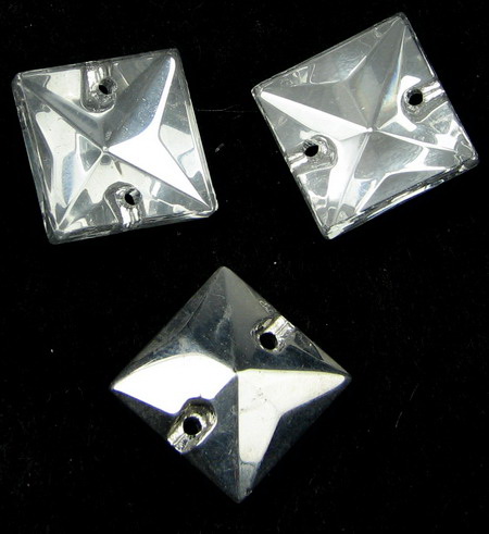 Crystal connecting element for sewing 16x16x5 mm hole 1 mm, galvanized square-shaped - 5 pieces