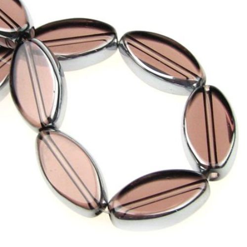 Transparent glass ellipse beads strands for jewelry making, electroplated 13x19x6 mm, size hole 1mm purple - 17 pcs