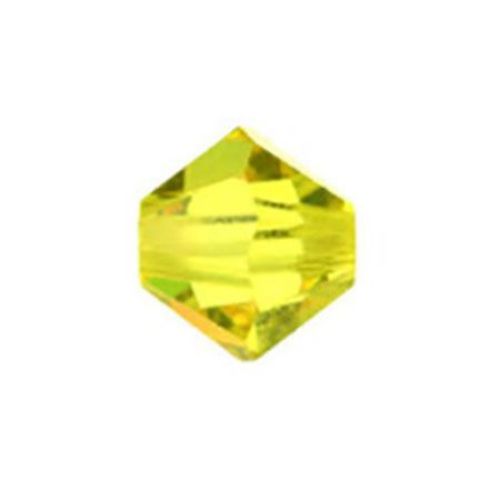 Margele cristal ceh 4x3,6 mm orificiu de culoare 0,8 mm culoare galben lămâie -12 bucăți