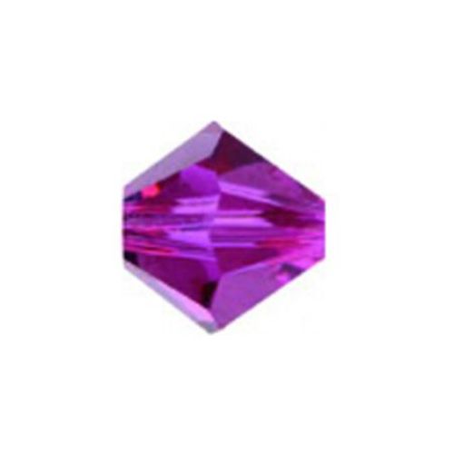 Мънисто Чешки кристал 4x3.6 мм цвят дупка 0.8 мм цвят циклама -12 броя