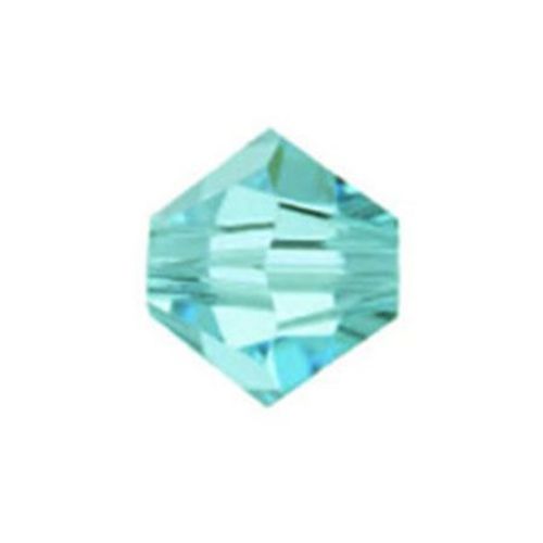 Мънисто Чешки кристал 5.7x6 мм цвят дупка 1 мм цвят аквамарин -12 броя