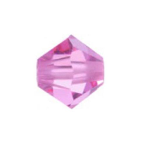 Мънисто Чешки кристал 5.7x6 мм цвят дупка 1 мм цвят светла роза -12 броя