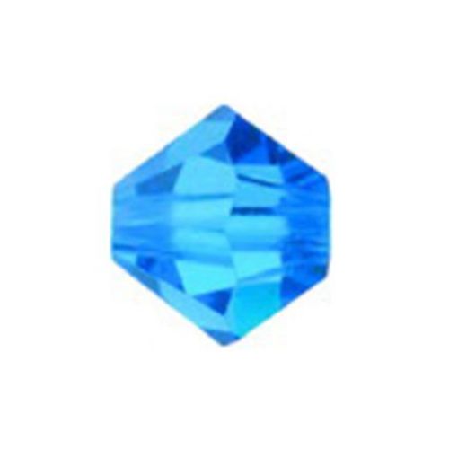 Мънисто Чешки кристал 5.7x6 мм цвят дупка 1 мм цвят син -12 броя