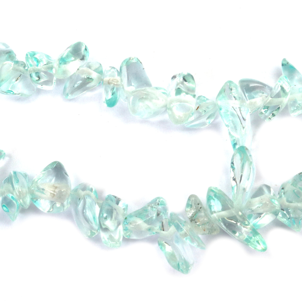 Strand of Acrylic Glass Chips, 8-12 mm, Pale Blue, ~80 cm