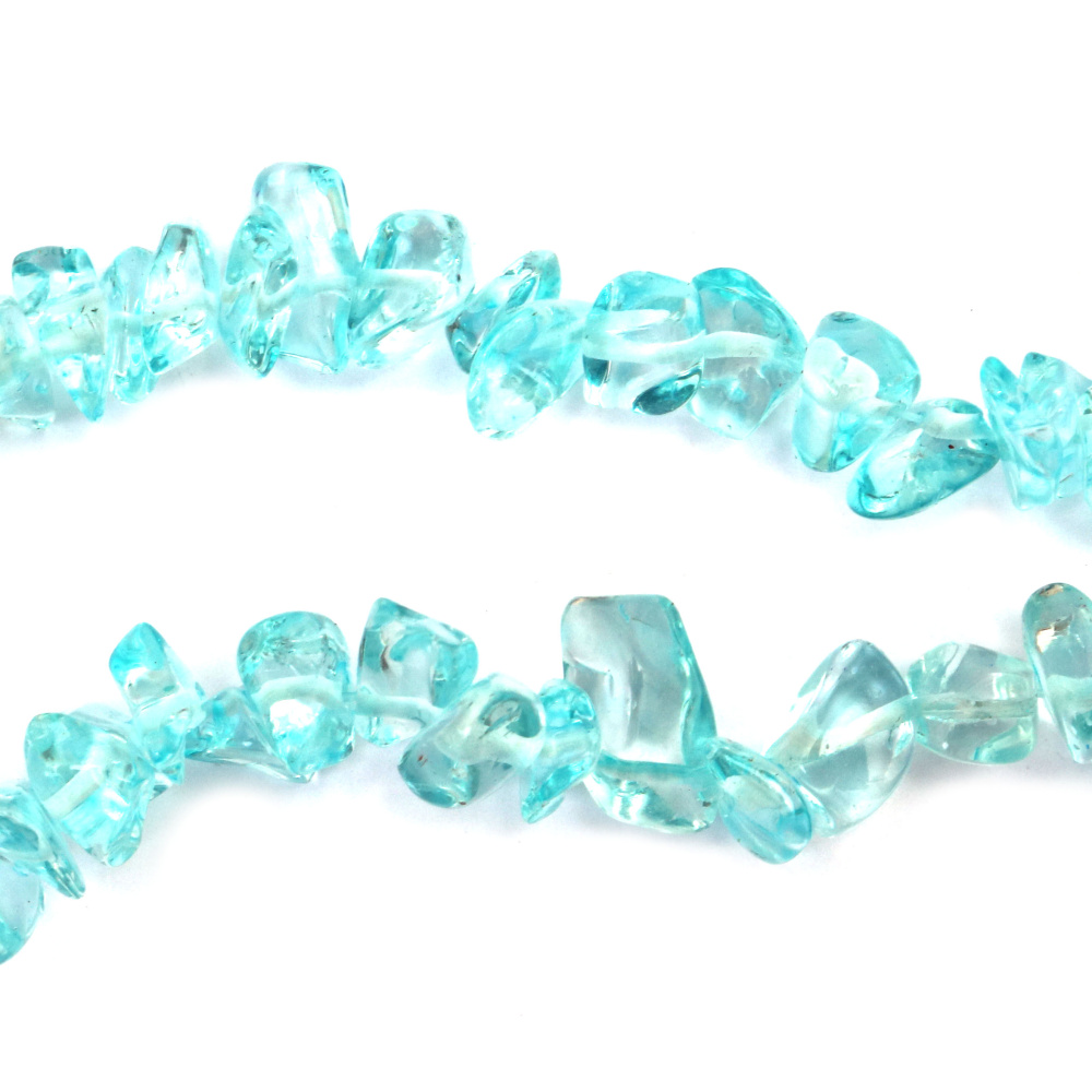 Strand of Acrylic Glass Chips, 8-12 mm, Sky Blue, ~80 cm