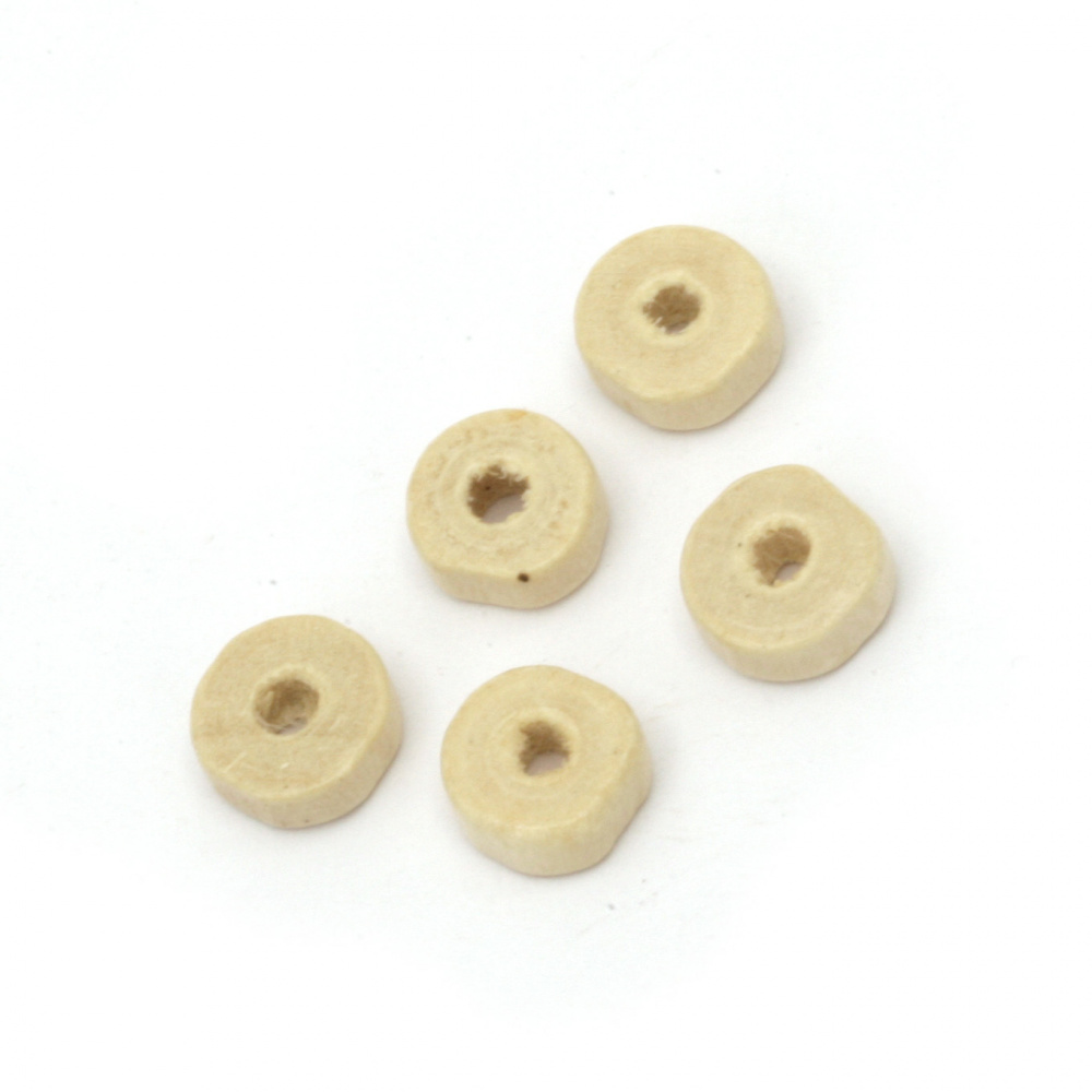 Wooden disk beads 8x3.5 mm hole 3 mm color wood - 50 grams ~ 520 pieces