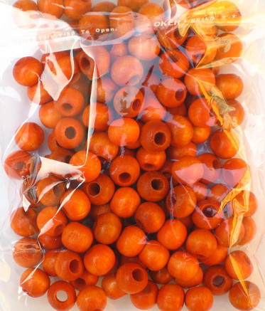 Wooden round bead for decoration 9x10~11 mm hole 4~5 mm orange - 50 grams ~ 150 pieces