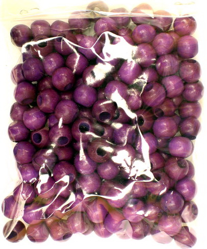 Wood beads, Round, purple, 9x11mm, hole 4mm, 50grams