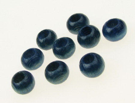 Wood beads, Round, blue, 7x9mm, hole 4mm, 50 grams