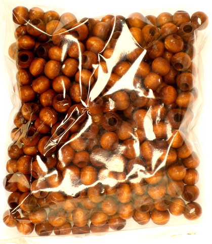 Wood beads, Round, dark brown, 7x9mm, hole 4mm, 50 grams
