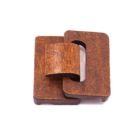 Wooden clasp for bags and belts 46x48x18 mm holes 2 mm brown