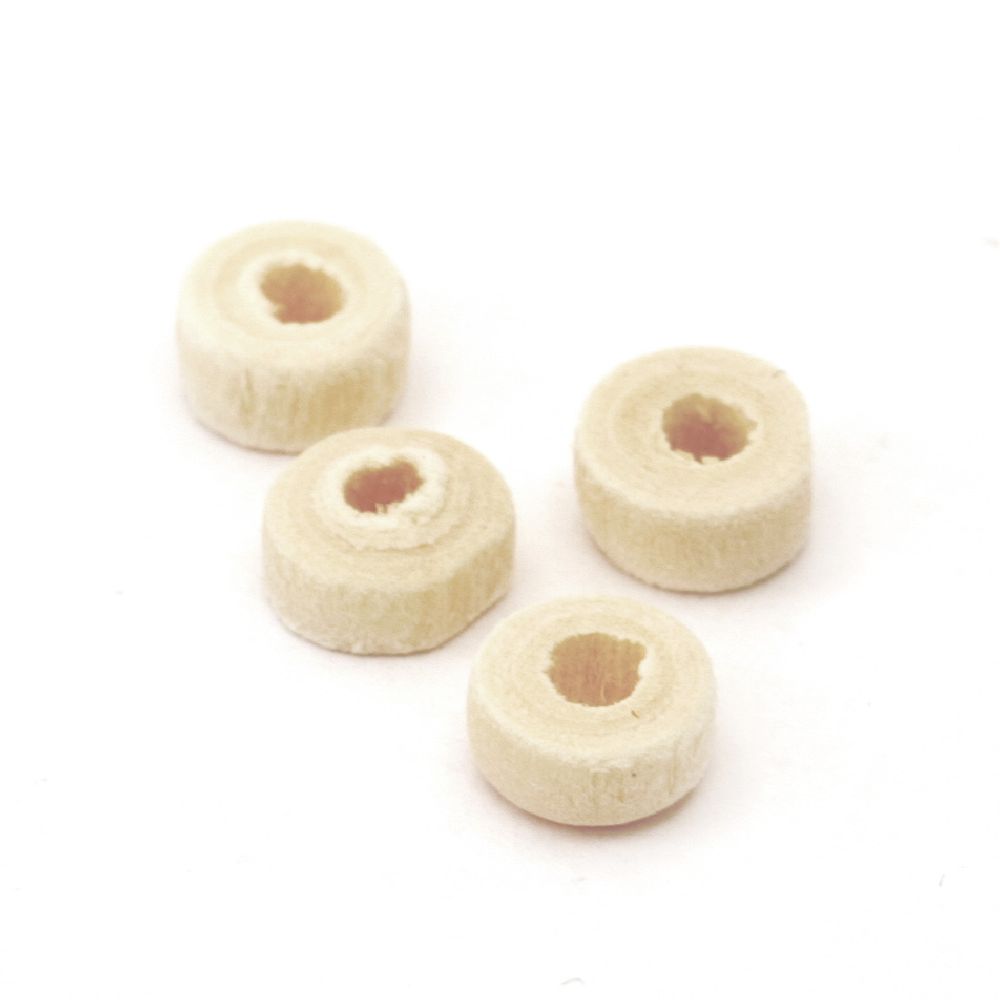Wooden bead, Disk 6x3 mm hole 2 mm wood color - 20 grams ~ 340 pieces