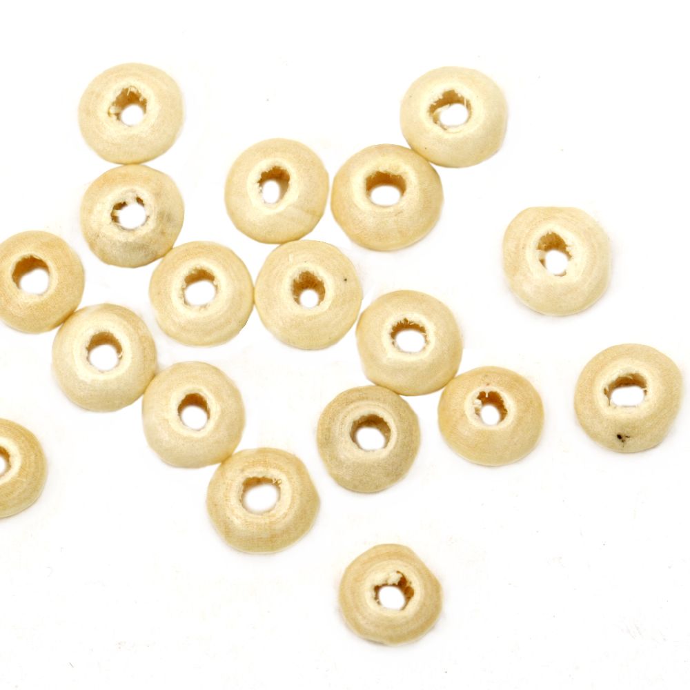 Wooden disk beads 8x4 mm hole 2 mm wood color - 50 grams ~ 600 pieces
