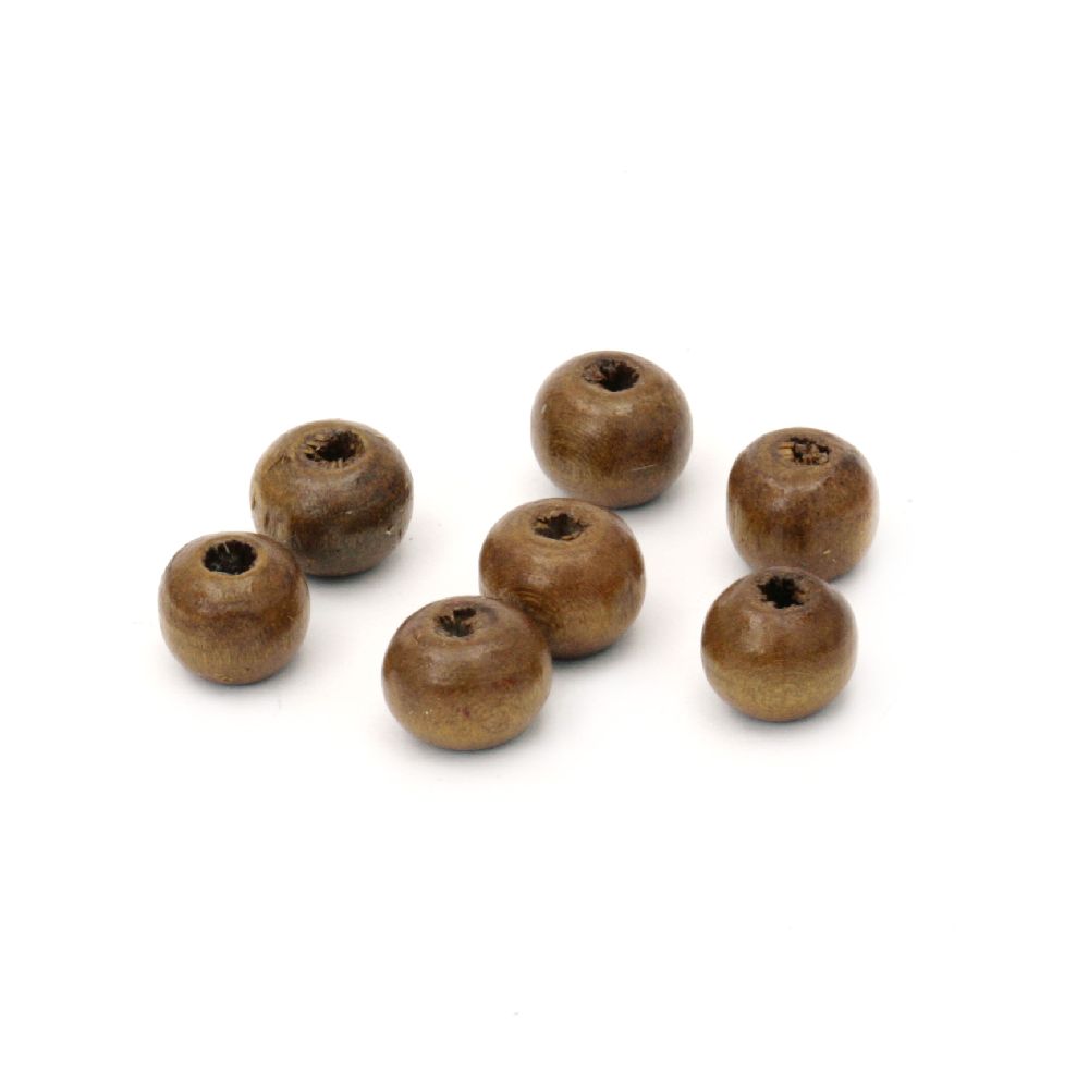 Wooden round bead for decoration  7x8 mm hole 2~3 mm brown - 50 grams ~ 300 pieces