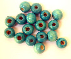Wooden round bead for decoration 9x10 mm hole 3.5 mm blue - 50 grams ~ 150 pieces