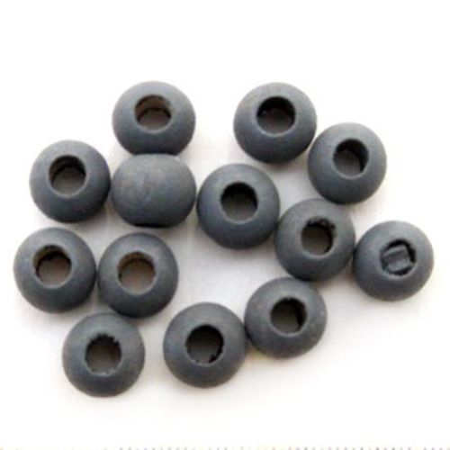 Wood beads, Round, grey, 9x11mm, hole 4mm, 50grams