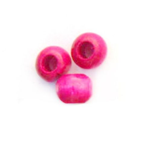 Wooden round bead for decoration 7x9 mm hole 4 mm dark pink - 50 grams