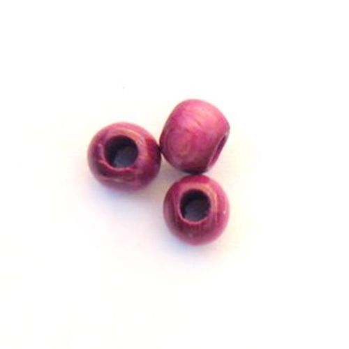 Wood beads, Round, pink, 7x9mm, hole 4mm, 50 grams