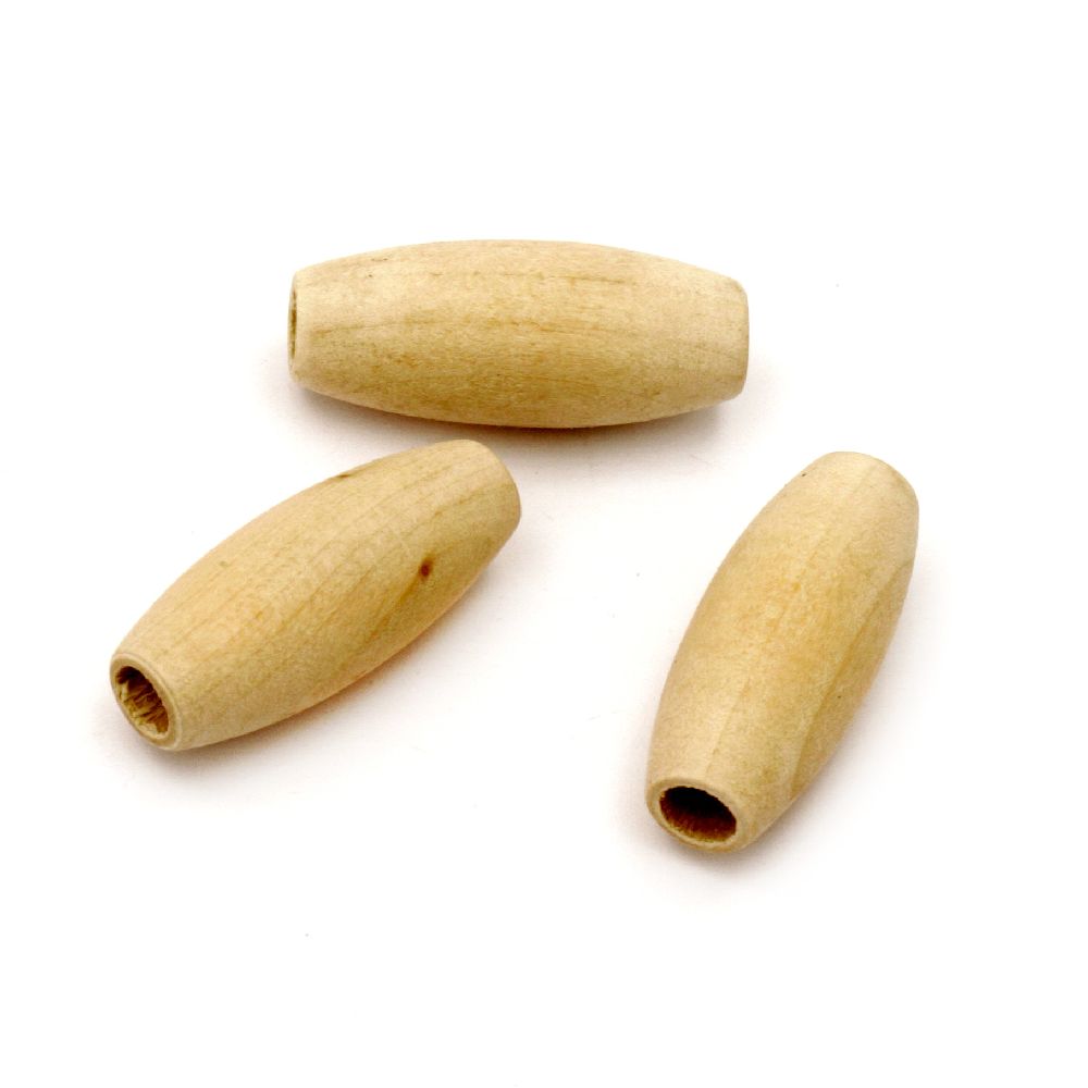 Wooden oval bead for decoration 29x11.5 mm hole 5 mm color - 10 pieces