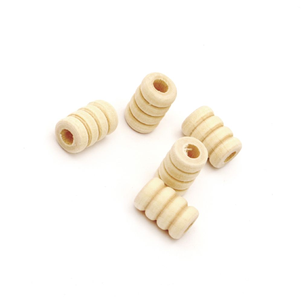 Wooden cylinder bead for decoration 14x9 mm hole 4 mm color - 20 pieces