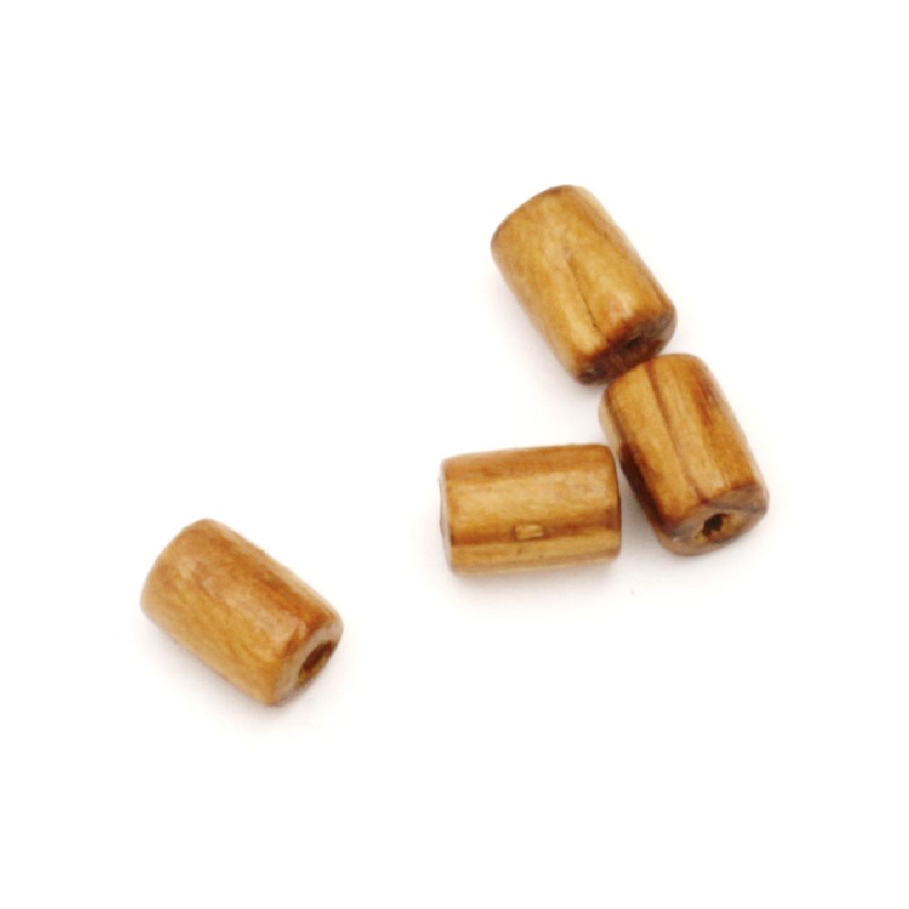 Bead wood cylinder 5.5 ~ 6x8 mm hole 2.5 mm brown -100 pieces