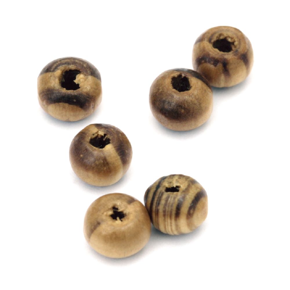Wooden ball, 6x5 mm, hole 1 mm, brown - 50 pieces