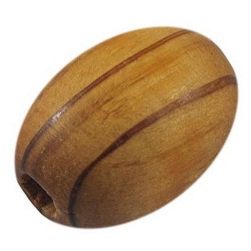 Margele lemn  oval 8x5,5 mm gaură 2 mm maro -50 bucăți