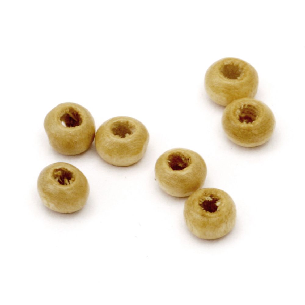 Wooden round bead for decoration 4x5 mm hole 1.5 mm light brown - 50 grams ~ 1000 pieces