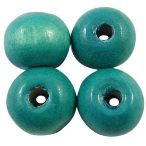 Wooden round bead for decoration 5x6 mm hole 2 mm blue-green - 50 grams ~ 700 pieces