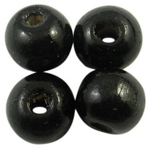 Wooden bead, ball, 5x6 mm, hole 2 mm, black - 20 grams ~ 250 pieces